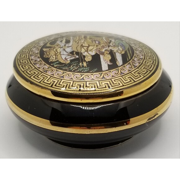 vintage Greek trinket box with a 24K gold design - Picture 11 of 12
